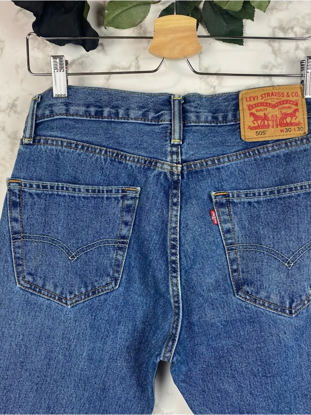 Vintage Levi's Men's Relaxed Fit Jeans in Blue Denim
